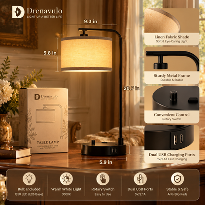 Drenavulo® Modern Linen Table Lamp