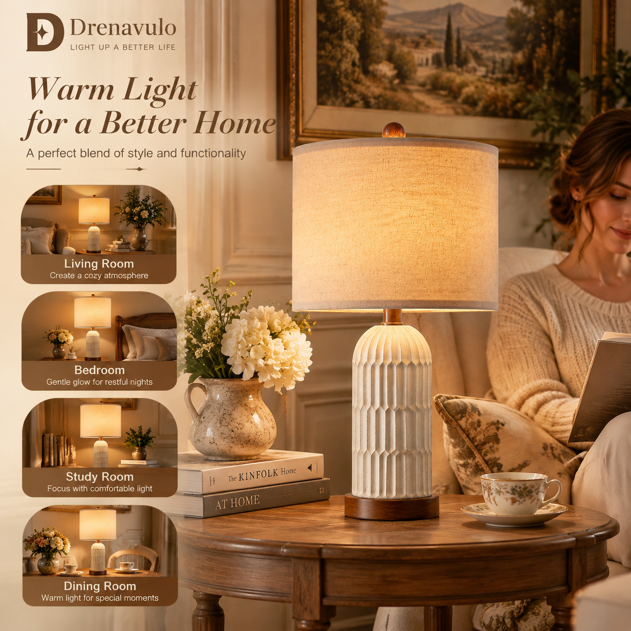 Drenavulo elegant table lamp lifestyle