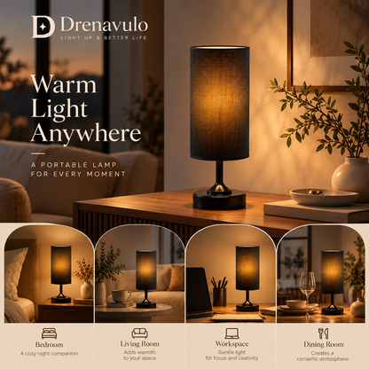 Drenavulo® Rechargeable Fabric Table Lamp