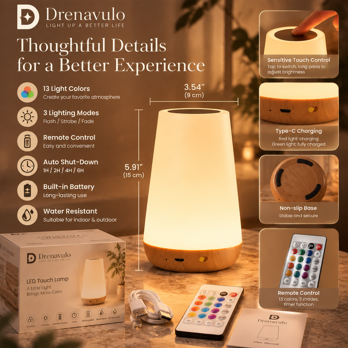 Drenavulo® Portable Touch Night Light