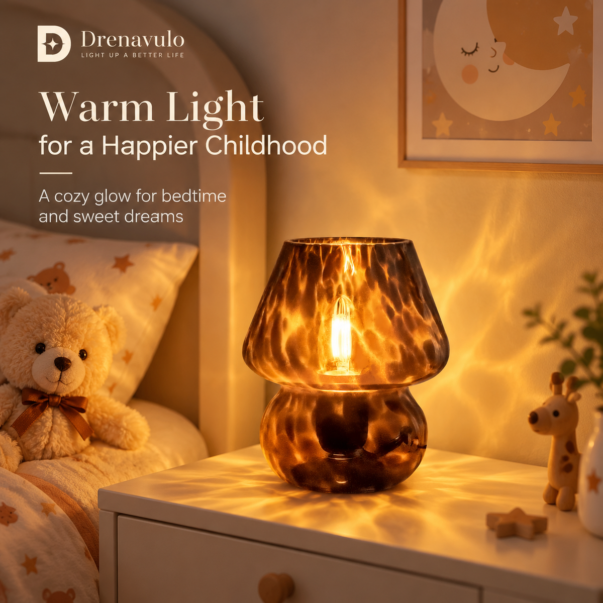Drenavulo® Vintage Mushroom Glass Lamp
