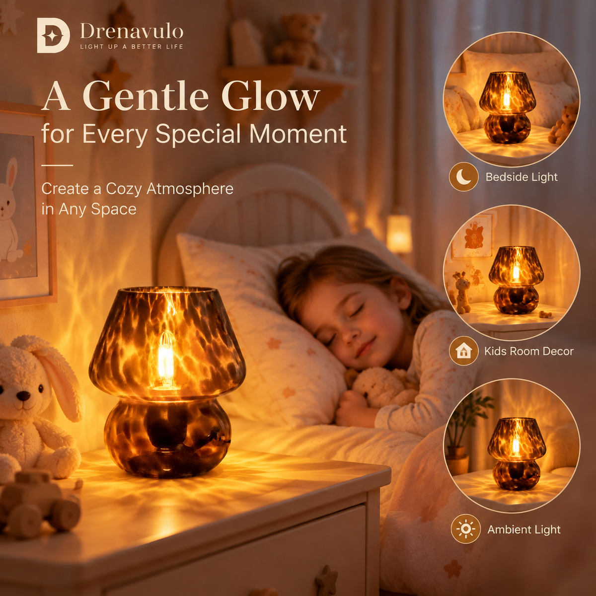 Drenavulo® Vintage Mushroom Glass Lamp