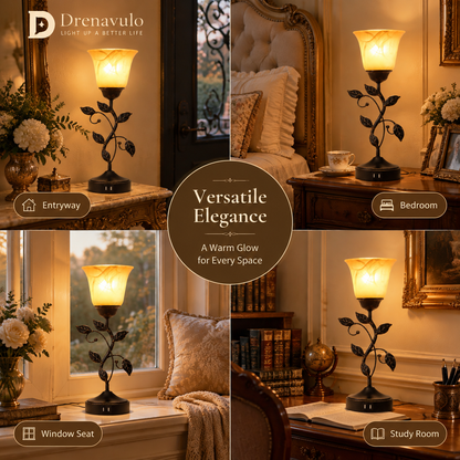 Drenavulo® Vintage Leaf Glass Table Lamp