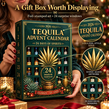 24‑Day Mini Tequila Bottle Advent Box, Holiday Countdown Bar & Tabletop Decor